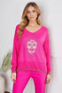SEQUIN SKULL EMBELLISHED SWEATER